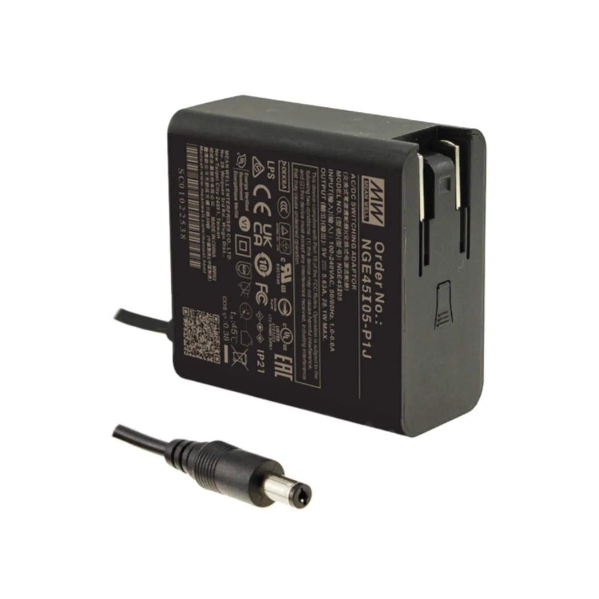 MeanWell NGE45I05-P1J (28,1W/5V) 5,5*2,1mm Hohlstecker