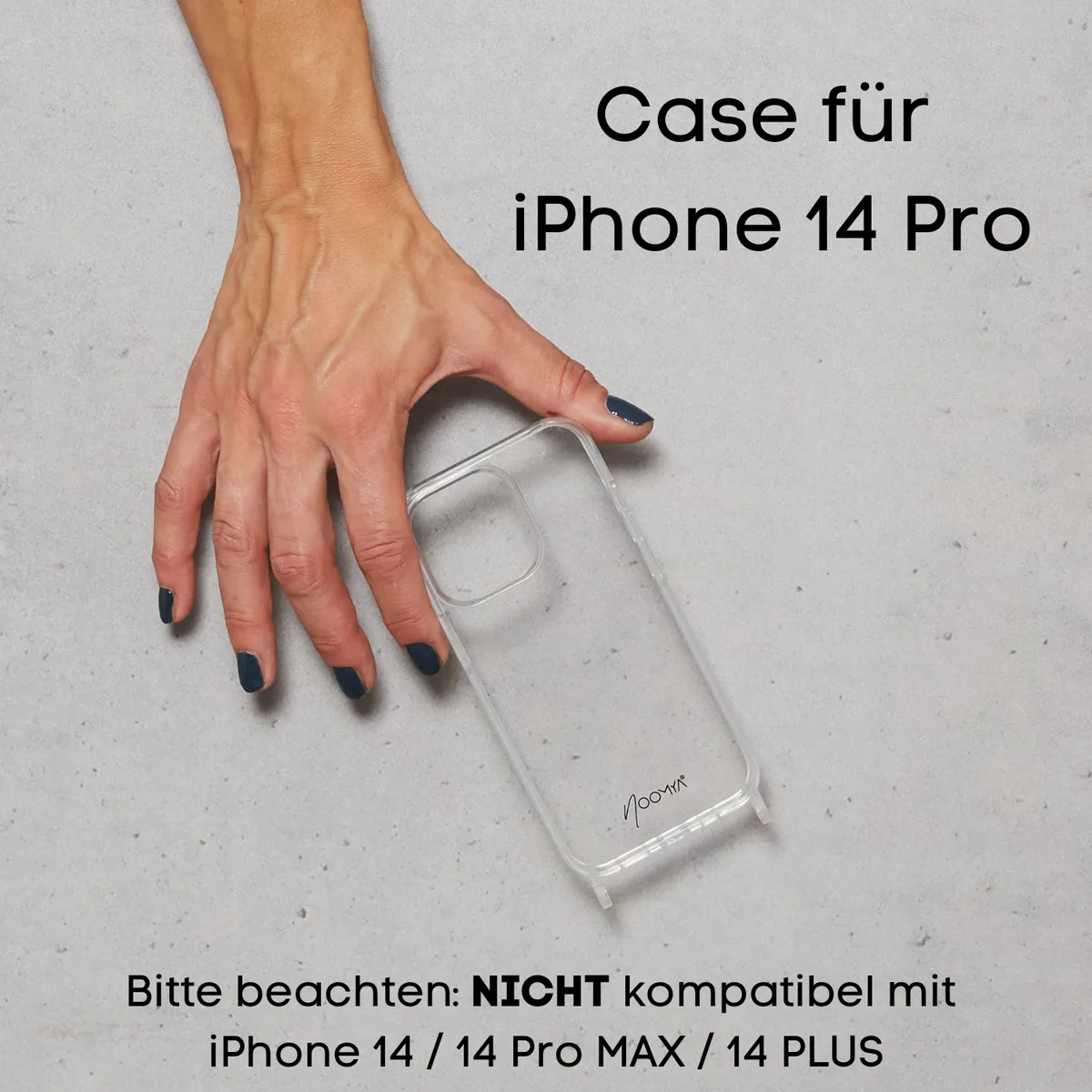 Handyhülle für iPhone 14 Pro mit Ösen für Handyketten & Handybänder | transparent