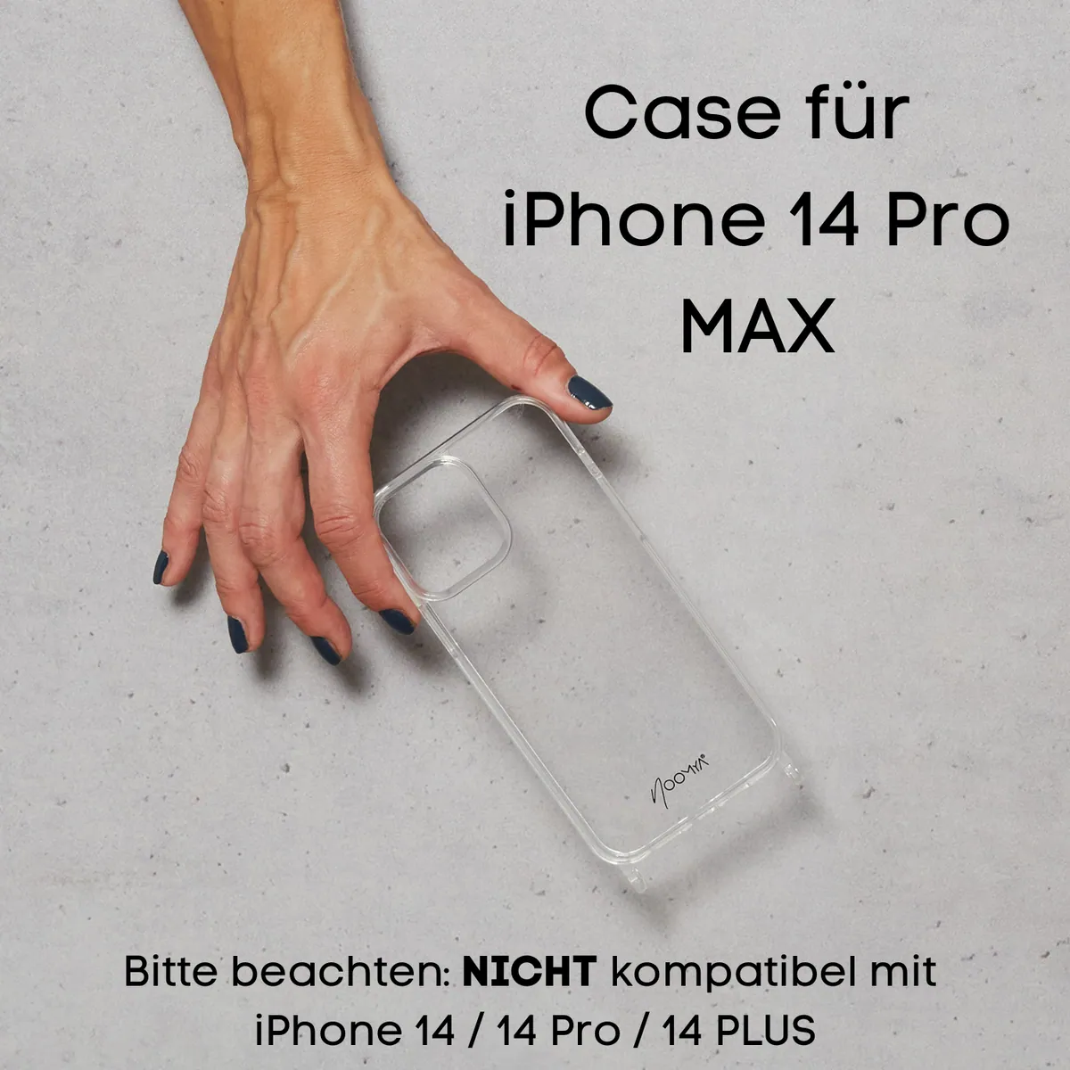 Handyhülle für iPhone 14 Pro MAX mit Ösen für Handyketten & Handybänder | transparent