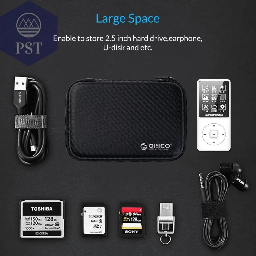 ORICO 2.5 Hard Disk Case Portable HDD Protection Bag for External 2.5 inch Hard Drive/Earphone/U Disk Hard Disk Drive Case Black