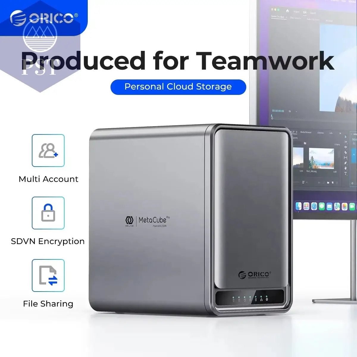 ORICO MetaCube Pro 2 Bay NAS Network Attached Storage Remote Share Data Intelligent Automatic Backup