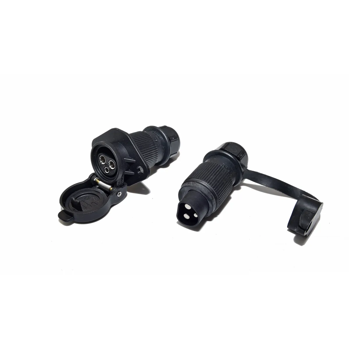 Satz aus 3-Pol Fahrzeug Steckdose und Stecker mit Kabelverschraubung, LKW Traktor DIN 9680 6V-24V