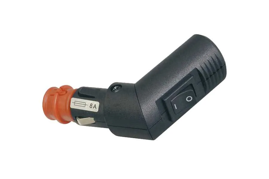 Winkelbarer Universalstecker mit Schalter für Zigarettenanzünder / Motorrad Bordsteckdose, 180° schwenkbar