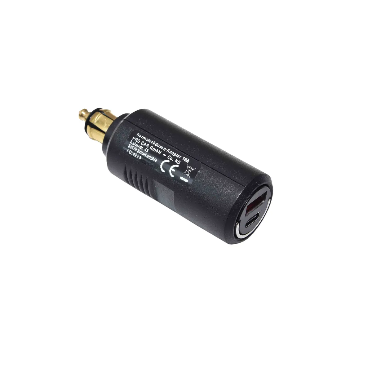 Adapter Motorrad Bordsteckdose auf Zigarettenanzünder mit Ladeeinsatz (2xUSB-A) Quick-Charge