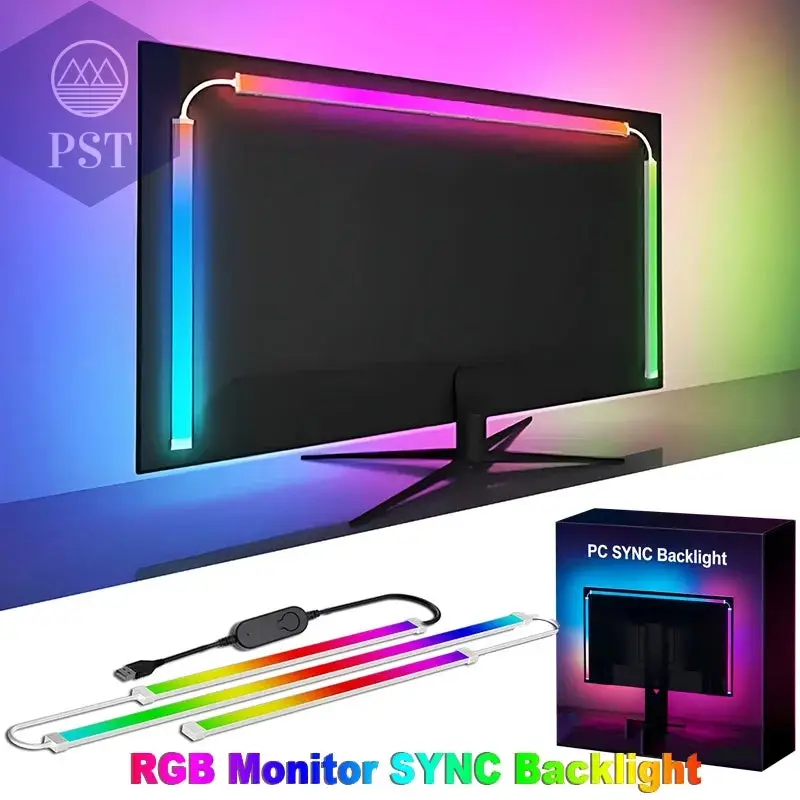 RGB Gaming Light Strip Computer Screen Sync Backlight Monitor Ambient Lighting Smart APP Control DIY Color Modes for Game Room