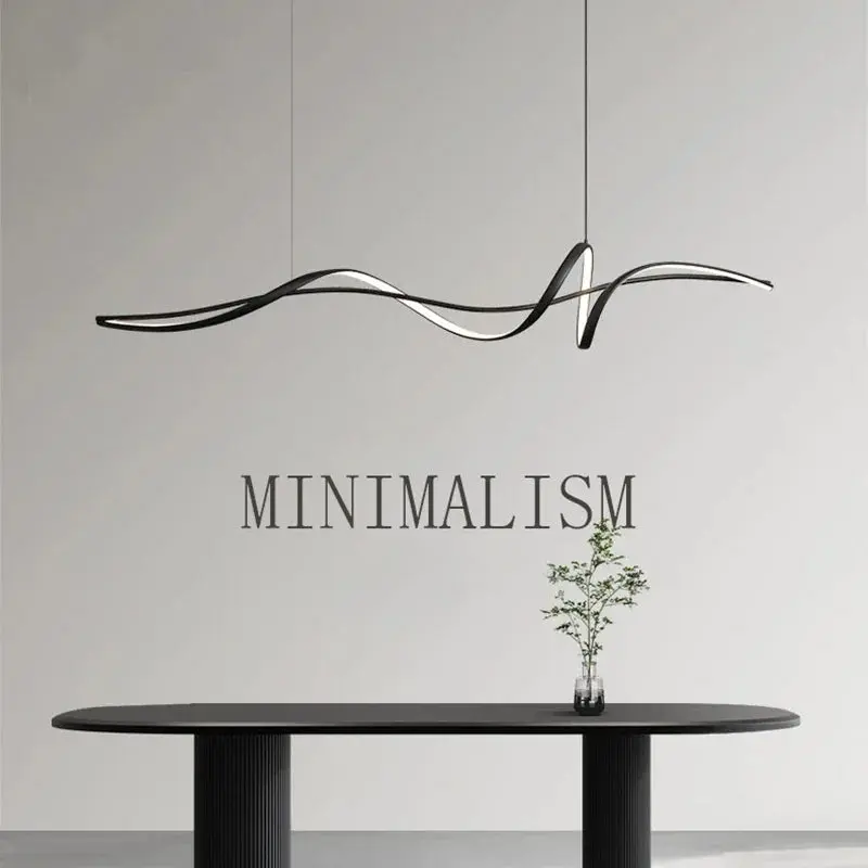 Design Leuchte Lamp Dining Island LED Chandelier Aluminium Ribbon Shape