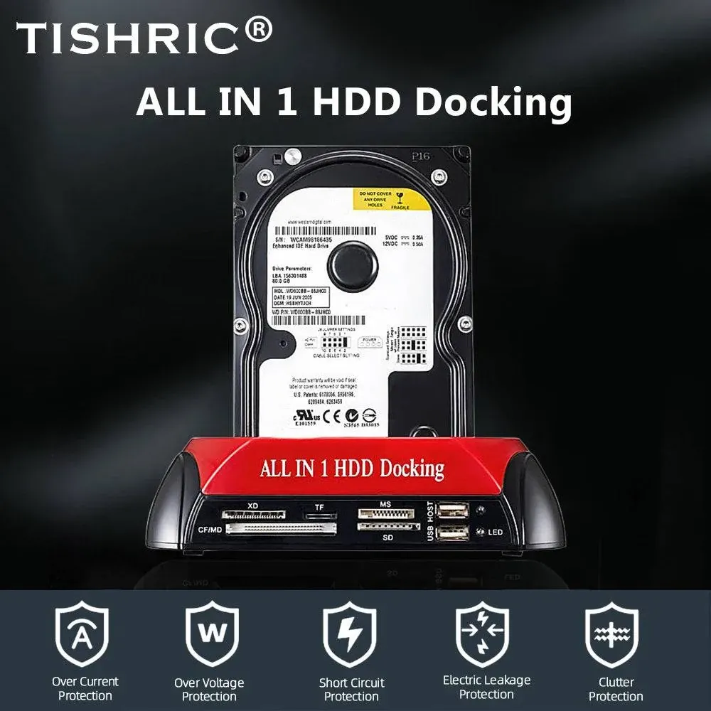 HDD Docking Station Hard Drive Disk TISHRIC IDE SATA Dual All In 1 Hd/HDD Dock/Docking Station Hard Drive Disk/Drive Hdd 2.5 3.5 Reader Usb EU External Box Enclosure Case
