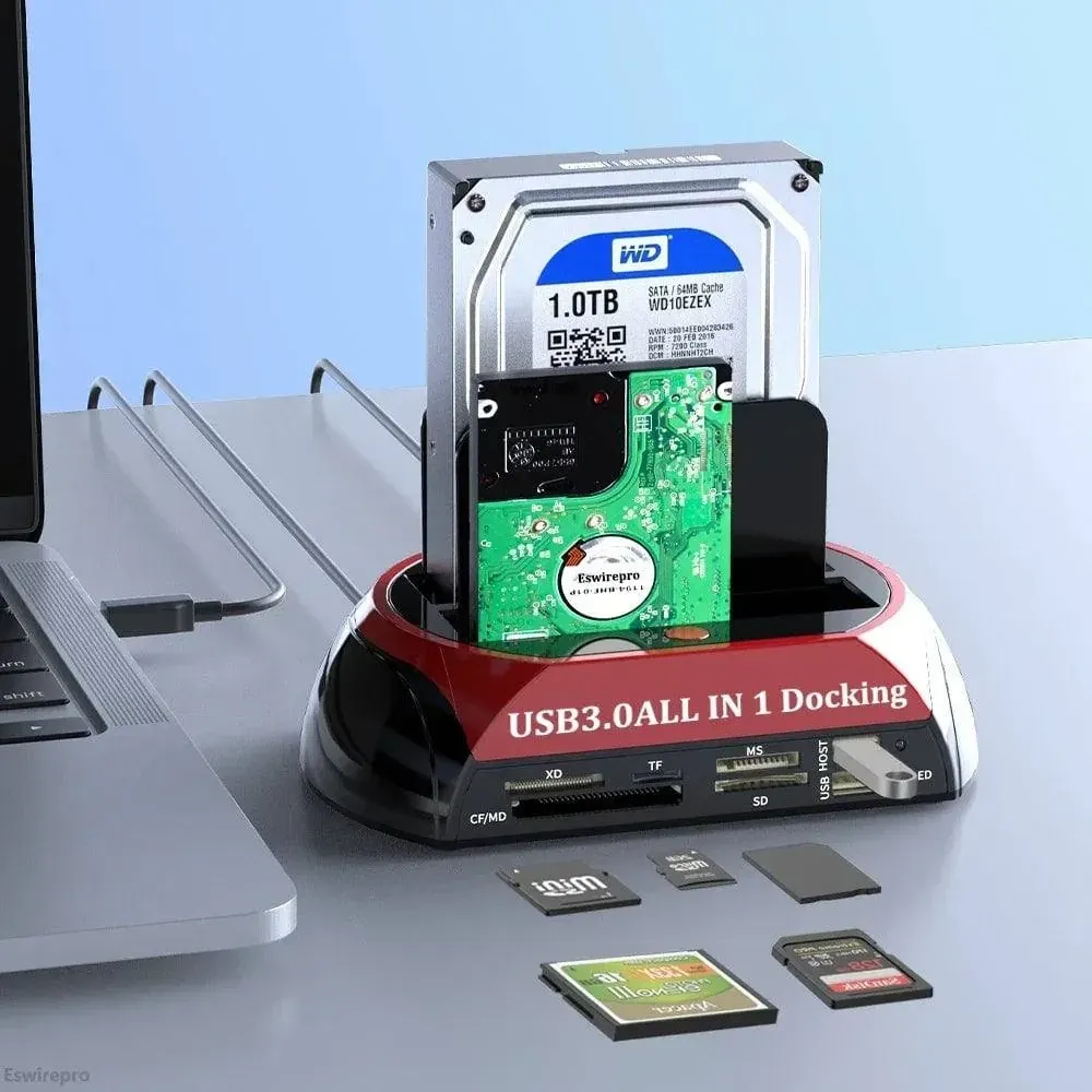 USB To 2.5 3.5 Inch SATA IDE ATA SSD HDD Docking Station Hard Drive Enclosure Dual Slots External Hd Case Hard Disk