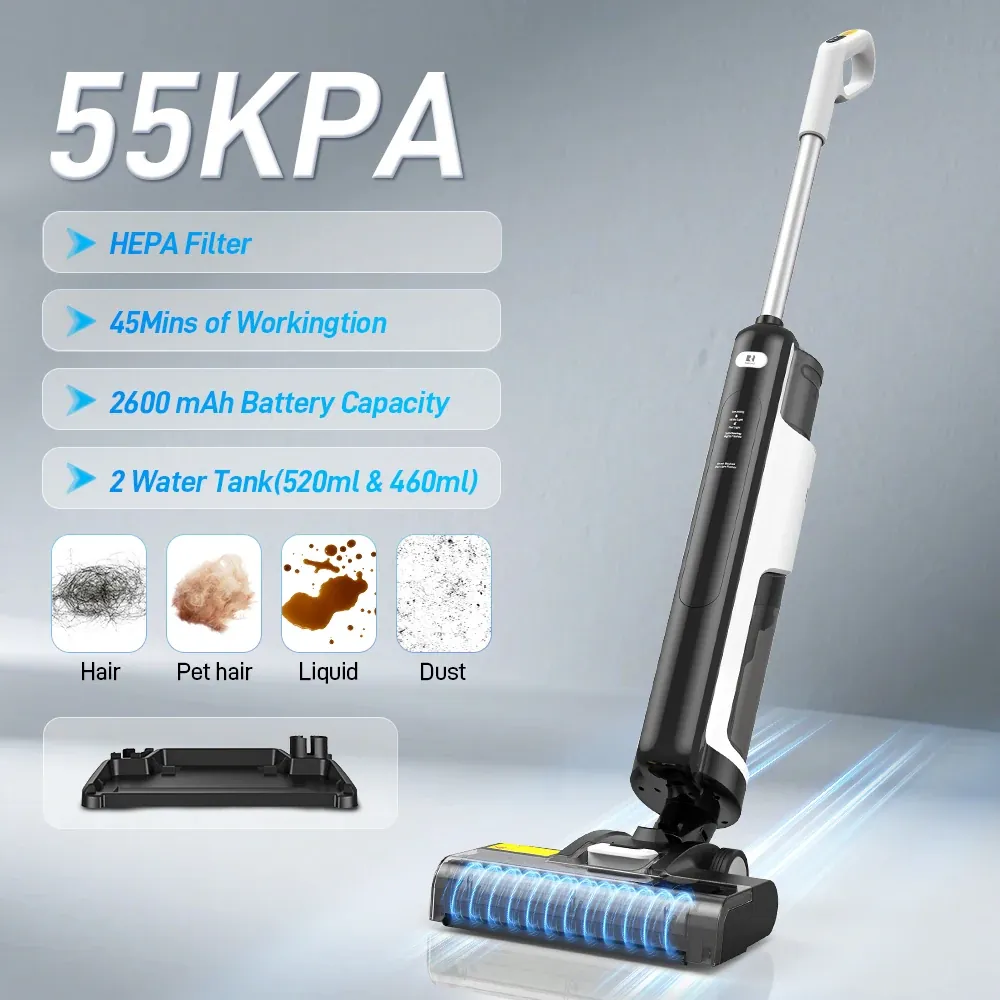 Redroad W12 SE Cordless Wet Dry Vacuum Cleaner Mop, 55000Pa Suction Auto Suction Floor Washer Self-Cleaning Smart Home Appliance