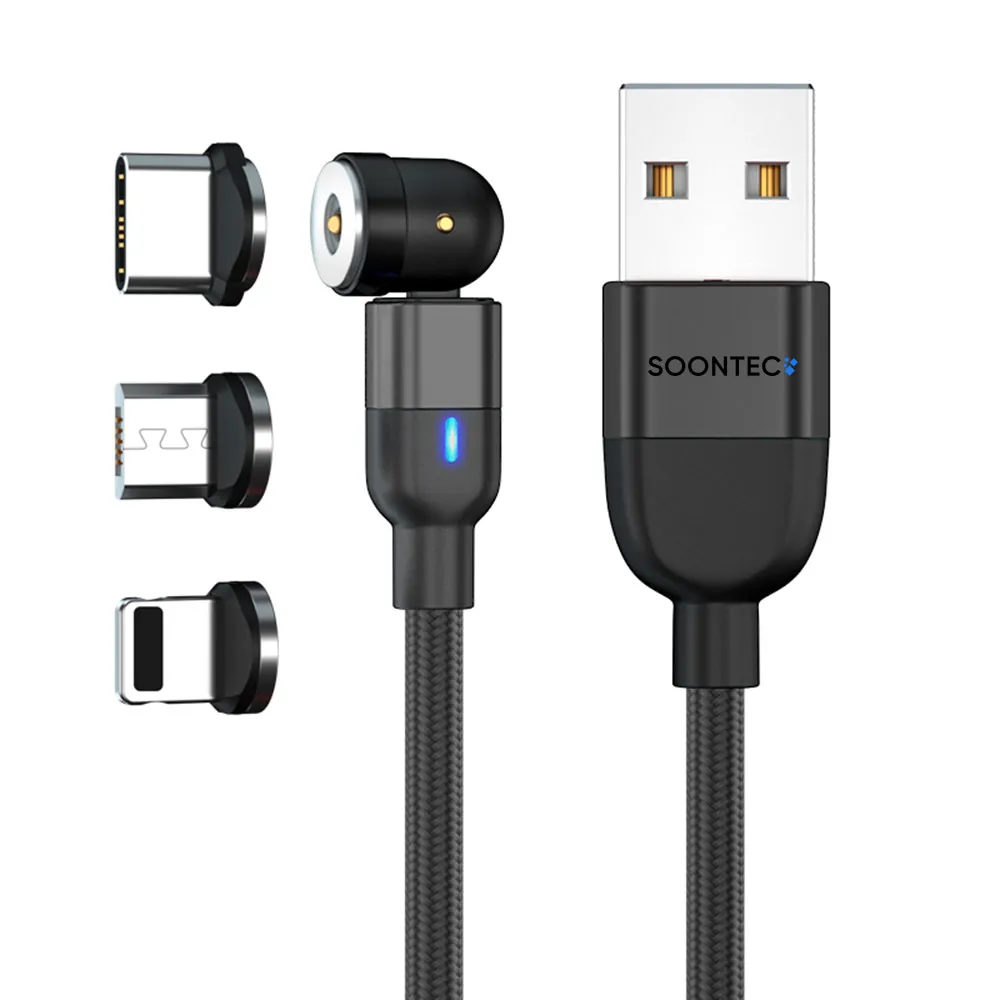 Magnet Ladekabel SOONTEC 1/2m-3m Micro USB/USB-C/Lightning 2,4A magnetisches Ladekabel