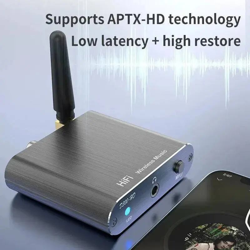 AptX-HD Receiver Bluetooth 5.2 Receiver HIFI Music Wireless Audio Adapter 3.5mm Aux Toslink/Coaxial Output