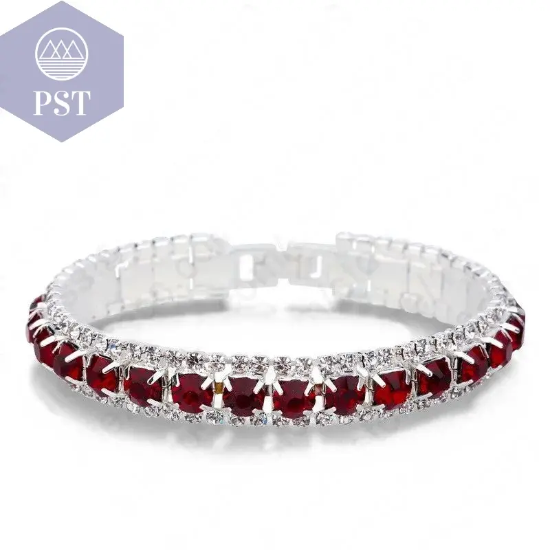Silber Frauen Klassische Schmuck Rot Cubic Zirkon Armband & Armreif präsentieren