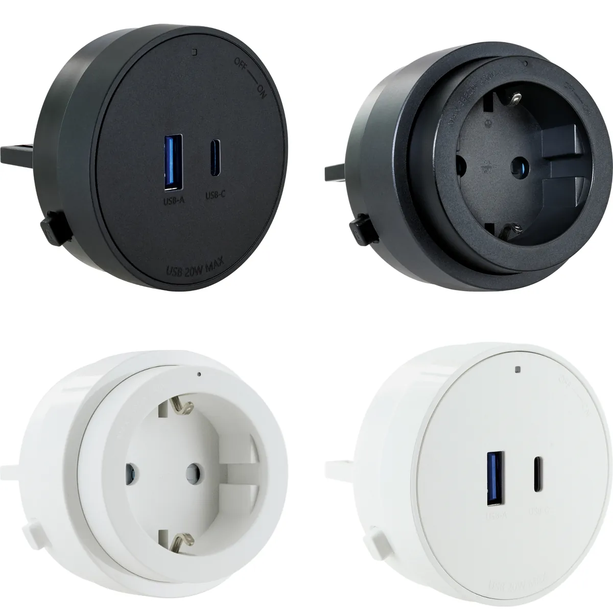Steckdosen-/USB-Adapter für Stromschienen
