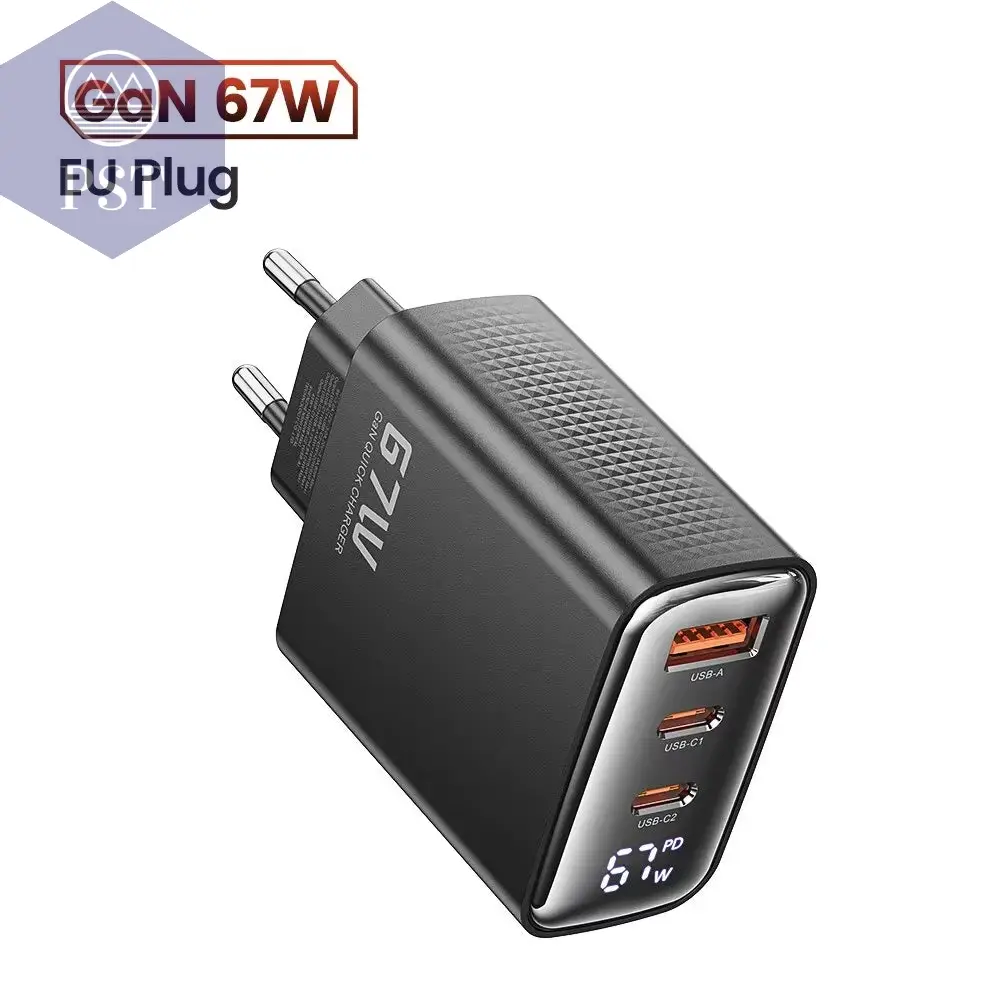 Toocki 67 W Gan USB-C Ladegerät Digitalanzeige PPS PD QC4.0 Schnellladung