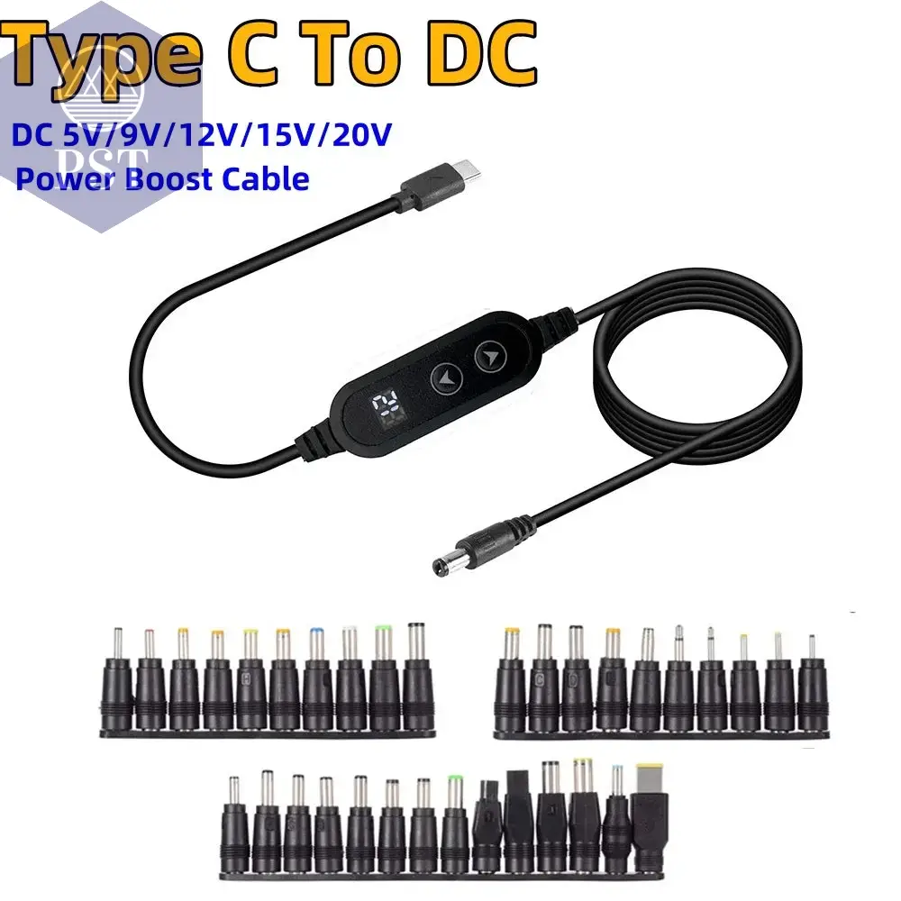 USB C to DC Power Boost Cable Type C To DC Fast Charging 5V To 12V Boost Converter Cable Adapter For Wireless Router TV BOX