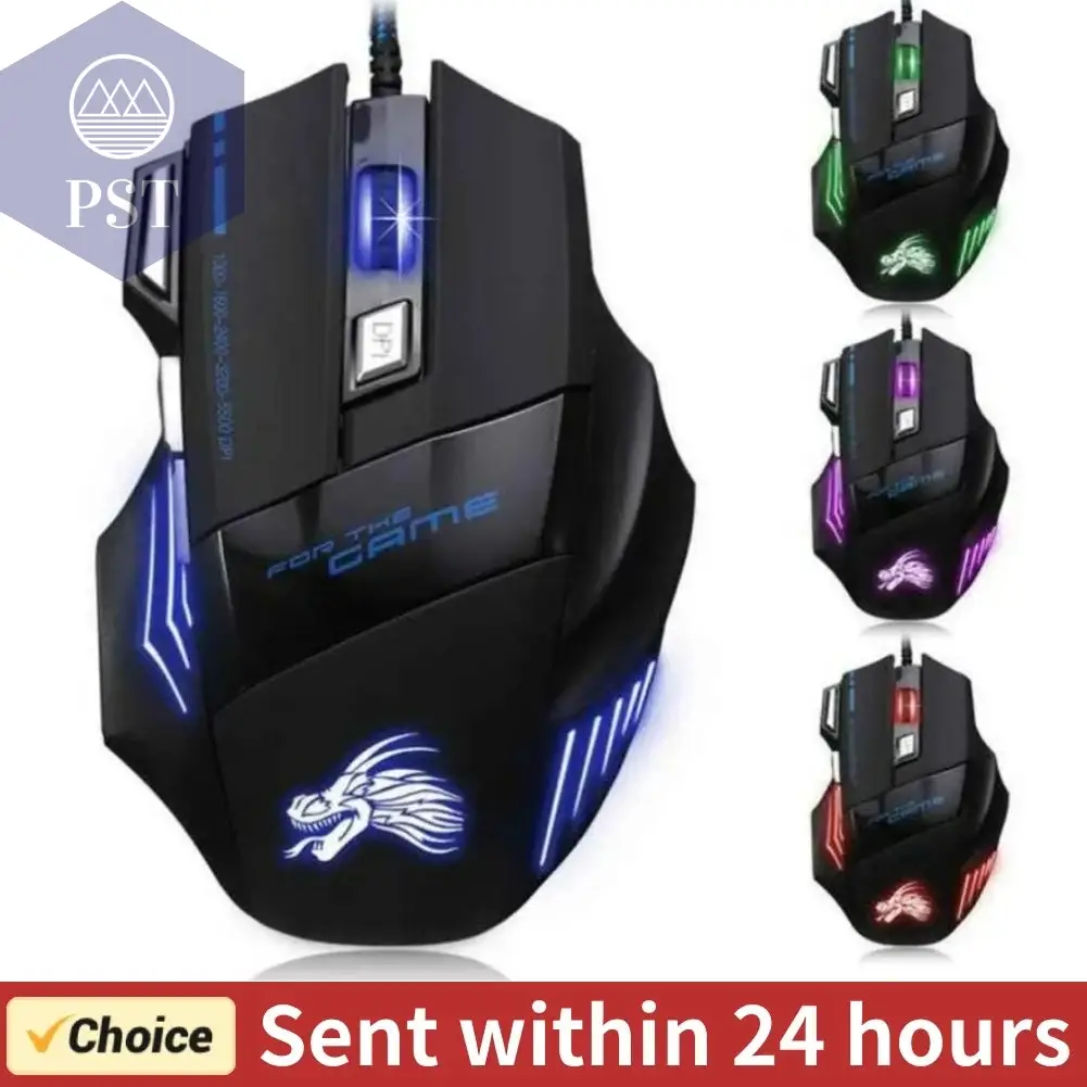 USB Wired Gaming Mouse 7 Button Backlit Ergonomic Mice 5500 DPI Backlight Adjustable Optical Mice for PC Gamer Computer Desktop