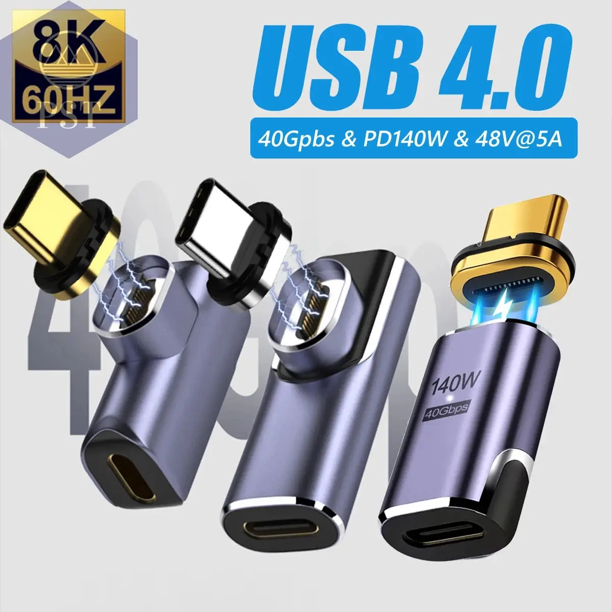 USB4 Thunderbolt3 Magnetic USB C To Type C Adapter 140W 40Gbps Fast Charging Magnet Charge Converter Cable 8K@60Hz USB-C Adapt