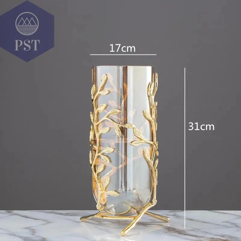 Vase golden Glas Metall Dekor