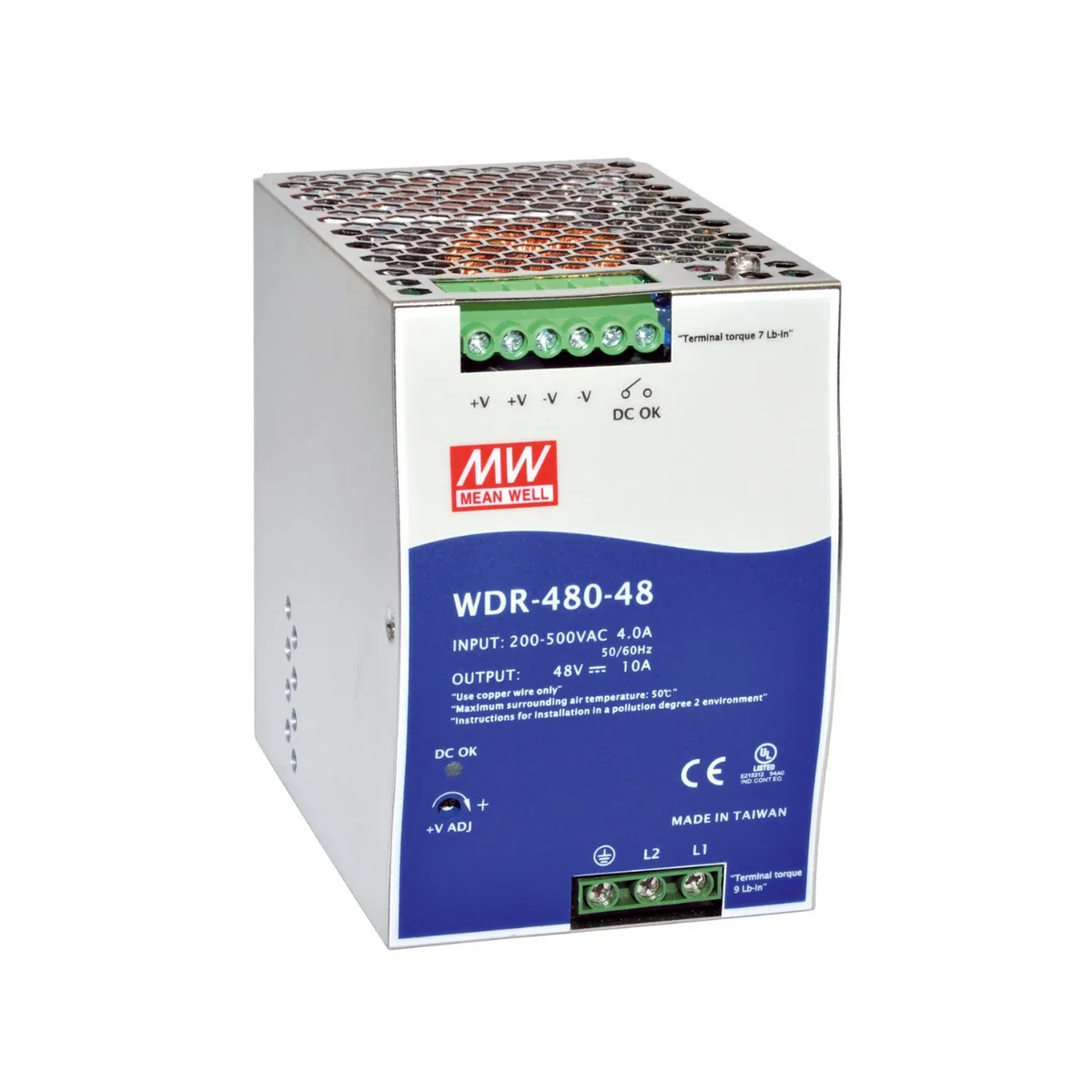 MeanWell WDR-480-24 (480W/24V) Hutschienen-Netzteil