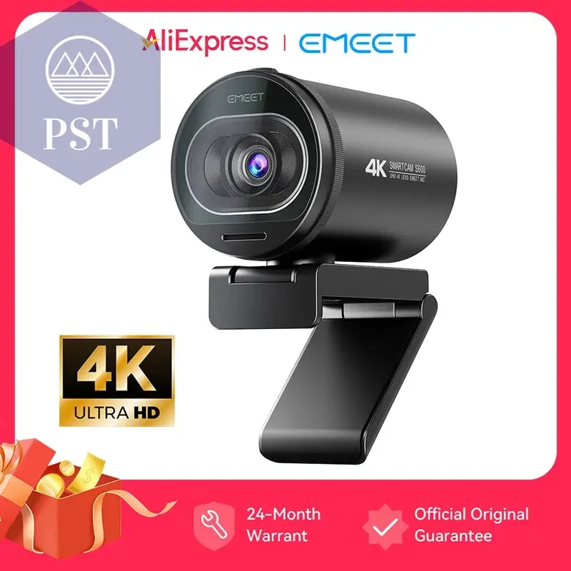 Webcam 4K Streaming Web Camera 1080P 60FPS USB Camera EMEET S600 Autofocus Living Stream Camera With Mics for Tiktok/YouTube