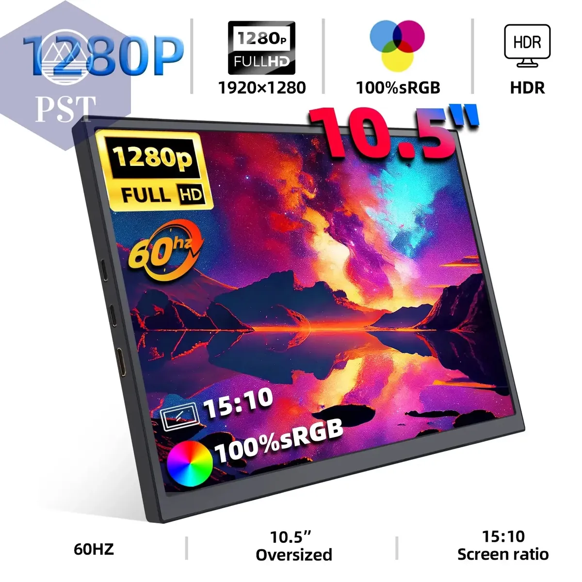 ZSUS 10.5-Inch Portable Monitor 1280P 100%sRGB 15