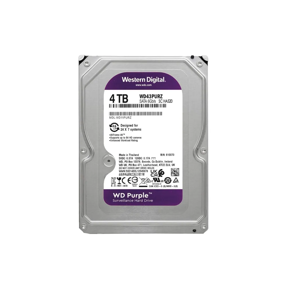 Western Digital WD Purple 4TB Interne Festplatte WD43PURZ 3,5 Zoll HDD SATA3