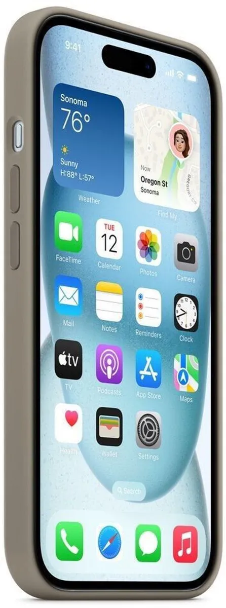 Apple iPhone 15 Plus Hülle Silikon Soft Case Backcover Tonbraun Grau MT133ZM/A
