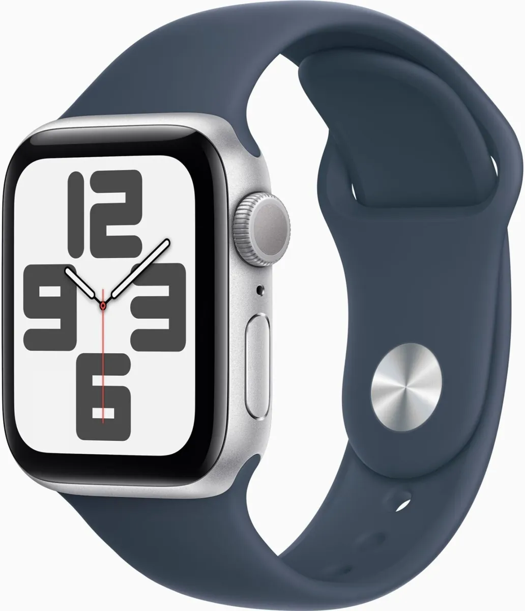 Apple Watch SE 2.Gen GPS 2022 40mm Smartwatch Silber Alu Sportband Blau