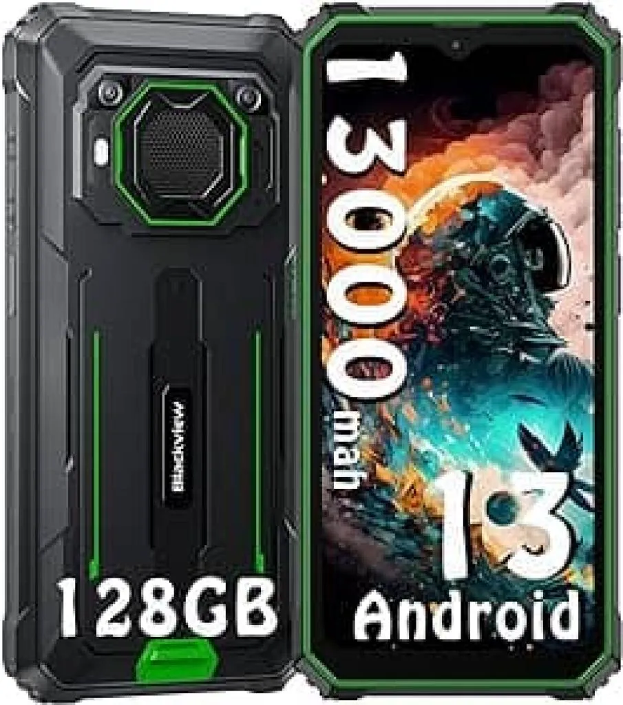 Blackview BV6200Pro Green Rugged Smartphone, Outdoorhandy mit 8 GB RAM und 128 GB Speicher mit Netzteil Stückliste