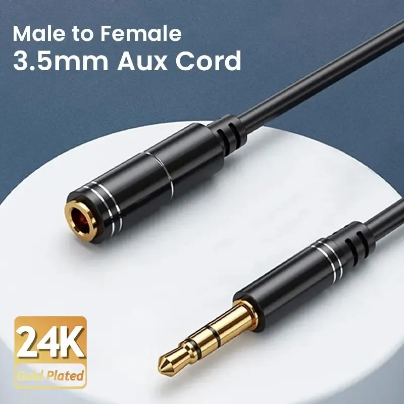 1m Audio Stereo Kopfhörer Verlängerungskabel 3,5mm Klinke Stecker Buchse schwarz
