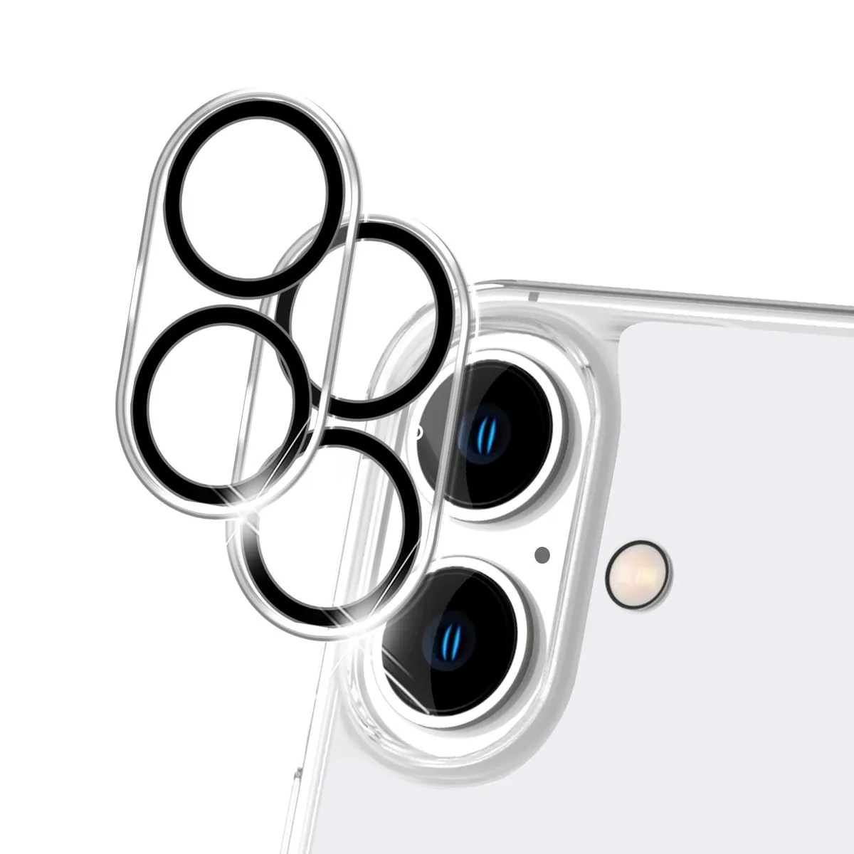 NALIA 2x Kamera-Schutzglas kompatibel mit iPhone 16 Glas, Klarer Linsen-Schutz für Rückkamera, Kameraglas 9H Tempered Glass Protector Glasfolie mit Zwischenraum-Abdeckung, Kameraschutz Transparent