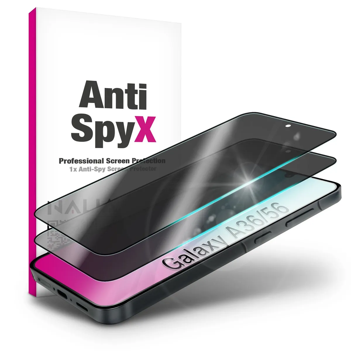 NALIA Blickschutzglas für Samsung Galaxy A36 / A56 – Härte 9H & Robust – ANTISPYX (Privacy Full-Cover) – Marke aus Berlin