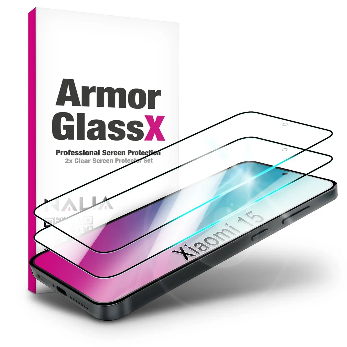NALIA 2x Schutzglas für Xiaomi 15 – Full-Screen Schutz 9H & Hüllenfreundlich – ARMORGLASSX (Display Glasfolie Transparent & 9H Härte) – Marke aus Berlin