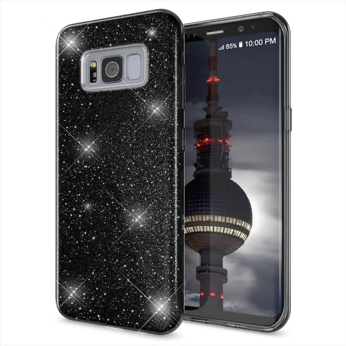 NALIA Glitzerhülle für Samsung Galaxy S8 Plus – Funkelnder Glitzer-Look & Grip – SHINEPOP (Silikon Case) – Marke aus Berlin