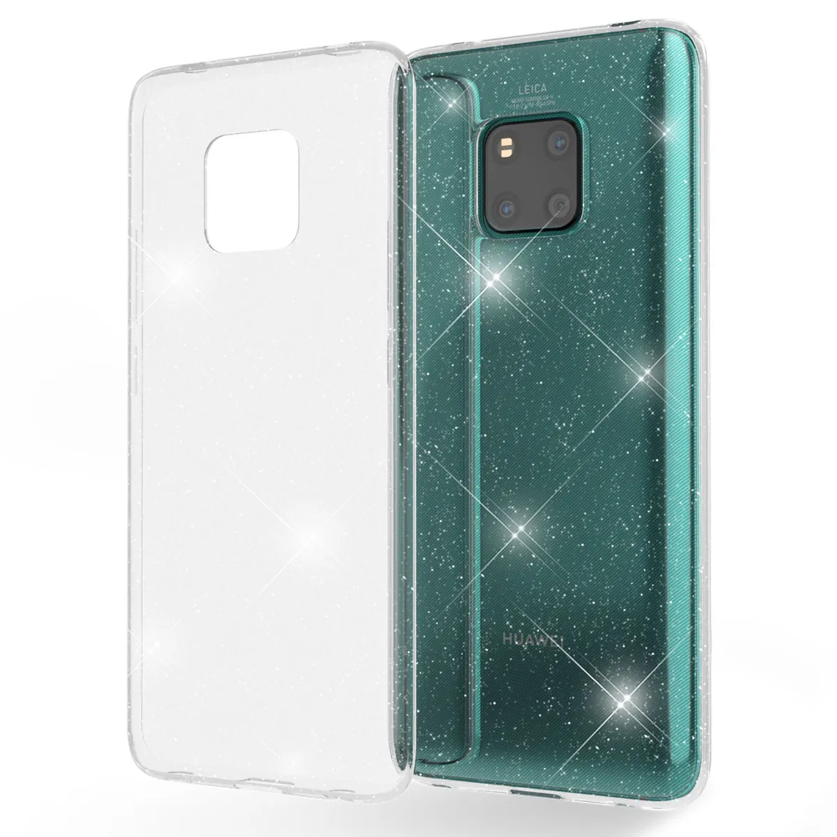 NALIA Glitzerhülle für Huawei Mate 20 Pro – Funkelndes Silikon Case – DAZZLIN (Transparent & Stoßfest) – Marke aus Berlin