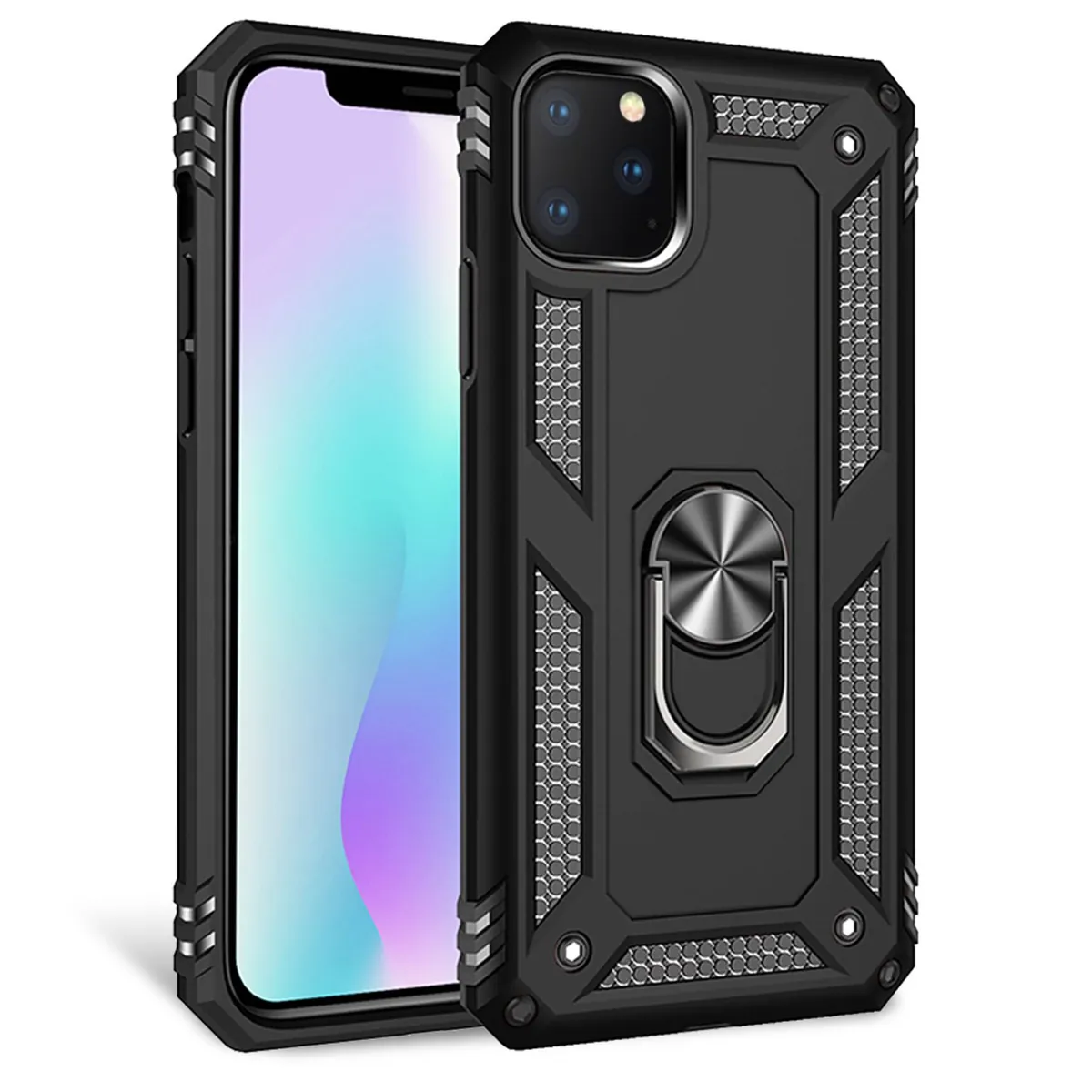 NALIA Panzerhülle für iPhone 11 Pro – Ring-Ständer 360° & Magnet-Halterung Kompatibel – RINGDEFEND (Stoßfestes Outdoor Case) – Marke aus Berlin