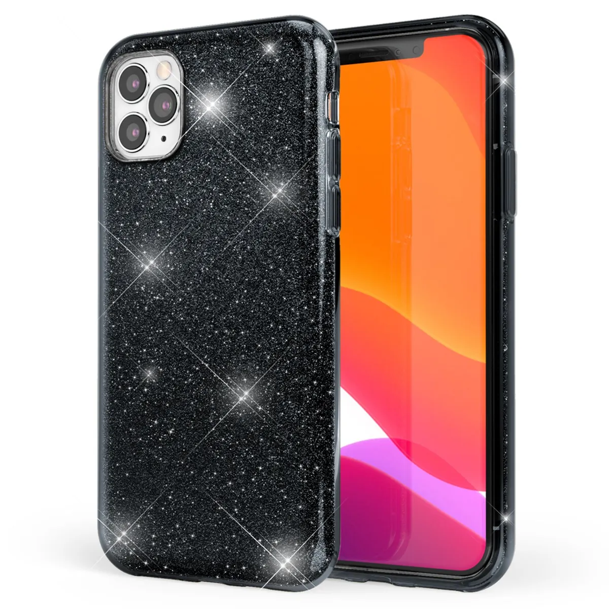 NALIA Glitzerhülle für iPhone 11 Pro Max – Funkelnder Glitzer-Look & Grip – SHINEPOP (Silikon Case) – Marke aus Berlin