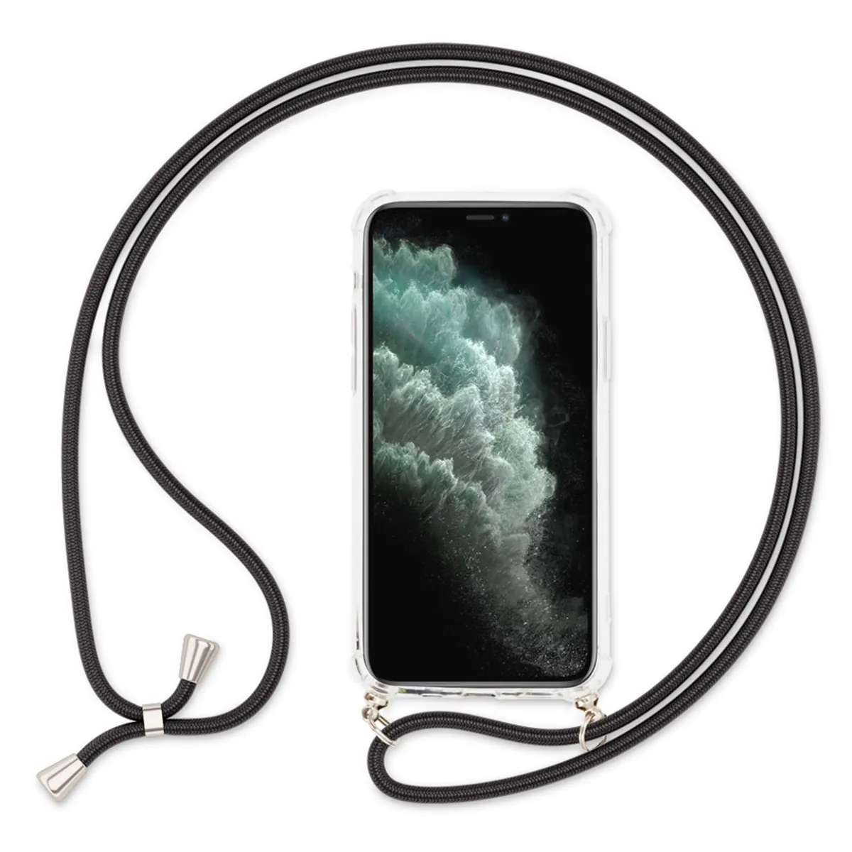 NALIA Handykette für iPhone 11 – Transparentes Hybrid-Case & Band – HANGIT (Anti-Gelb Rückseite & Verstellbar) – Marke aus Berlin