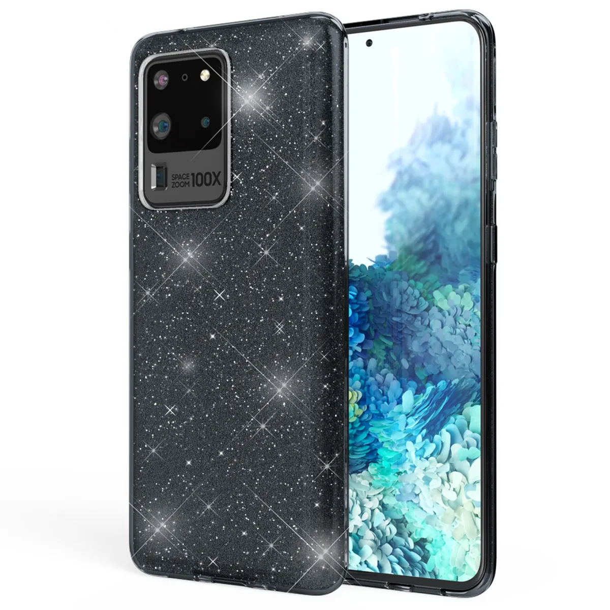 NALIA Glitzerhülle für Samsung Galaxy S20 Ultra – Funkelnder Glitzer-Look & Grip – SHINEPOP (Silikon Case) – Marke aus Berlin