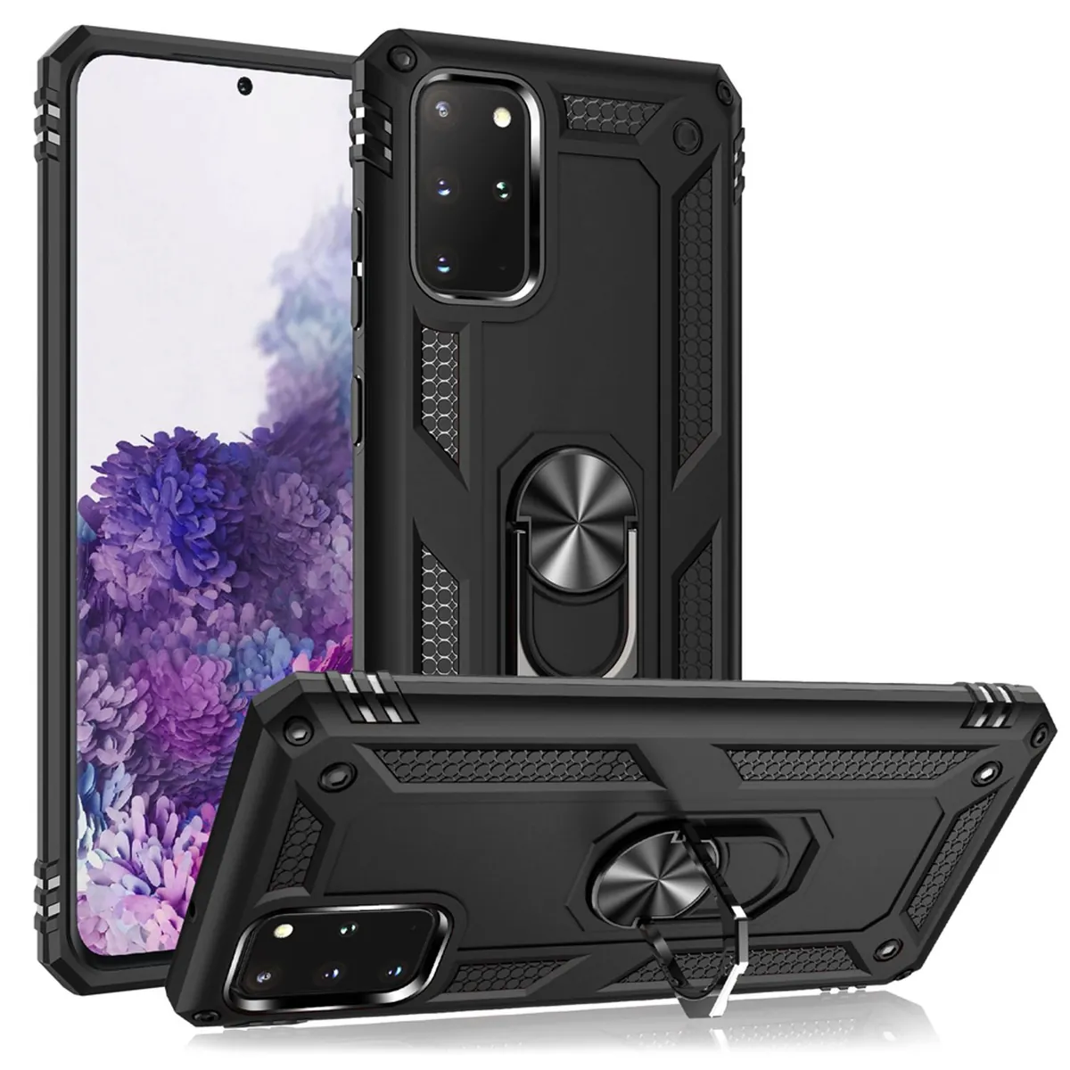 NALIA Panzerhülle für Samsung Galaxy S20 Plus – Ring-Ständer 360° & Magnet-Halterung Kompatibel – RINGDEFEND (Stoßfestes Outdoor Case) – Marke aus Berlin