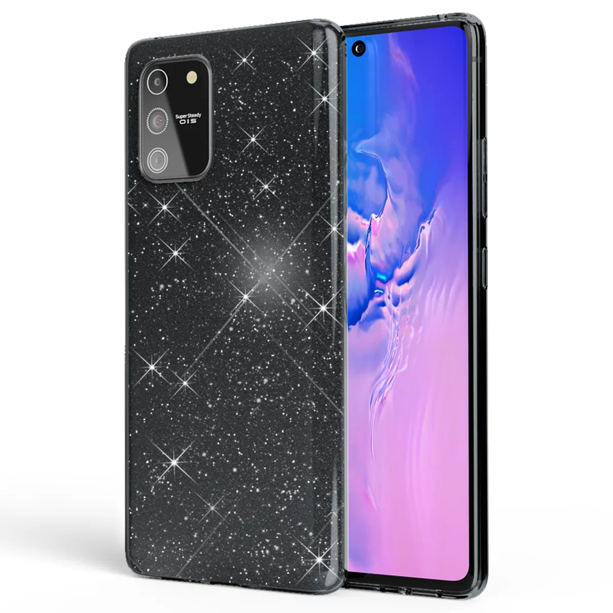 NALIA Glitzerhülle für Samsung Galaxy S10 Lite – Funkelnder Glitzer-Look & Grip – SHINEPOP (Silikon Case) – Marke aus Berlin