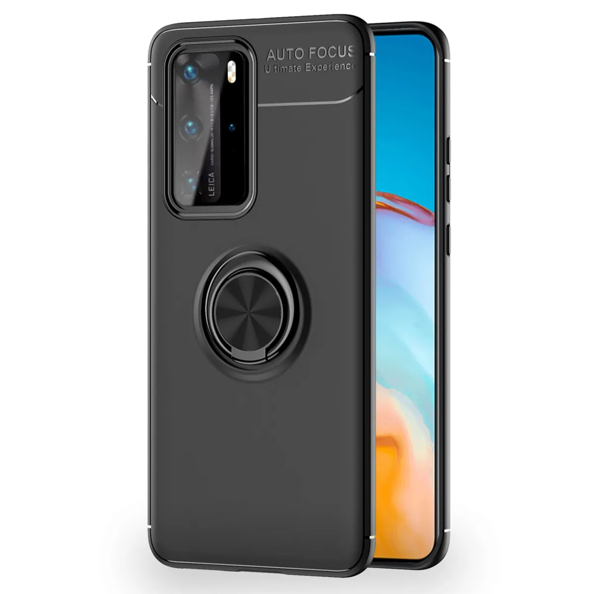 NALIA Ringhülle für Huawei P40 Pro – Ring-Ständer 360° & für Magnet-Halter – GRIP360 (Mattiertes Silikon Case) – Marke aus Berlin