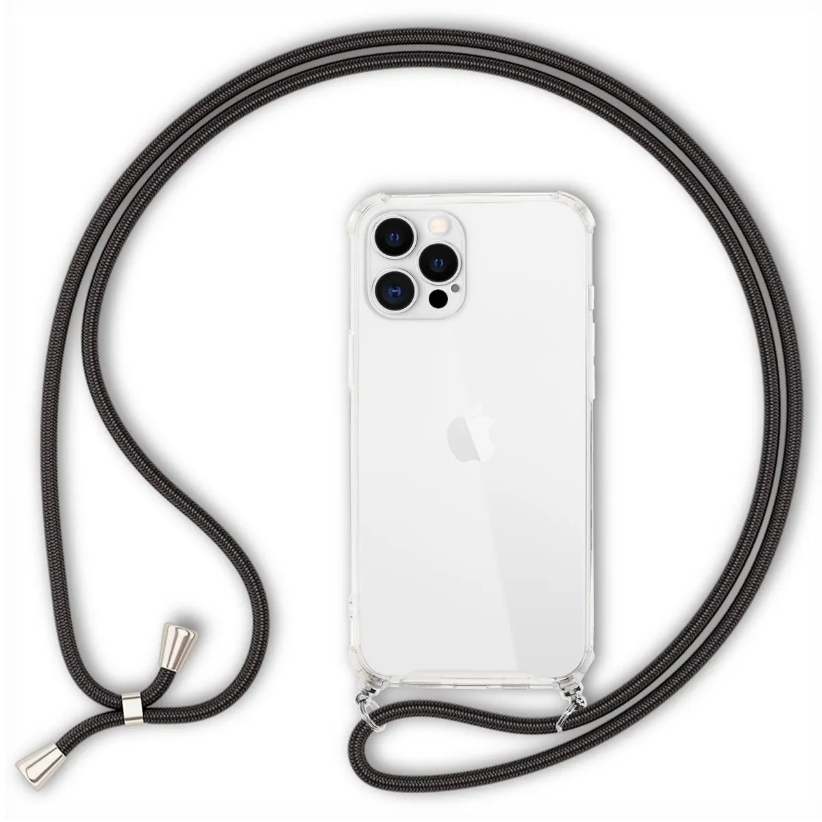 NALIA Handykette für iPhone 12 Pro Max – Transparentes Hybrid-Case & Band – HANGIT (Anti-Gelb Rückseite & Verstellbar) – Marke aus Berlin