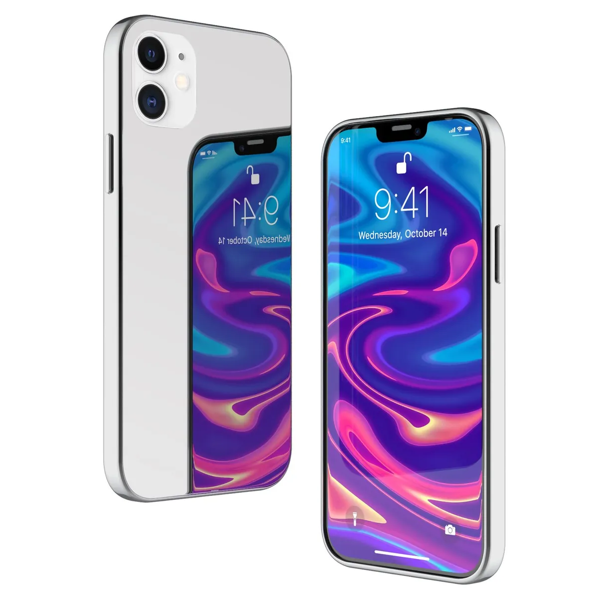 NALIA Spiegelhülle für iPhone 12 / 12 Pro – Echtes Glas (9H Spiegel & Robust) – RAYN (Premium Hardcase & Silikon Bumper) – Marke aus Berlin