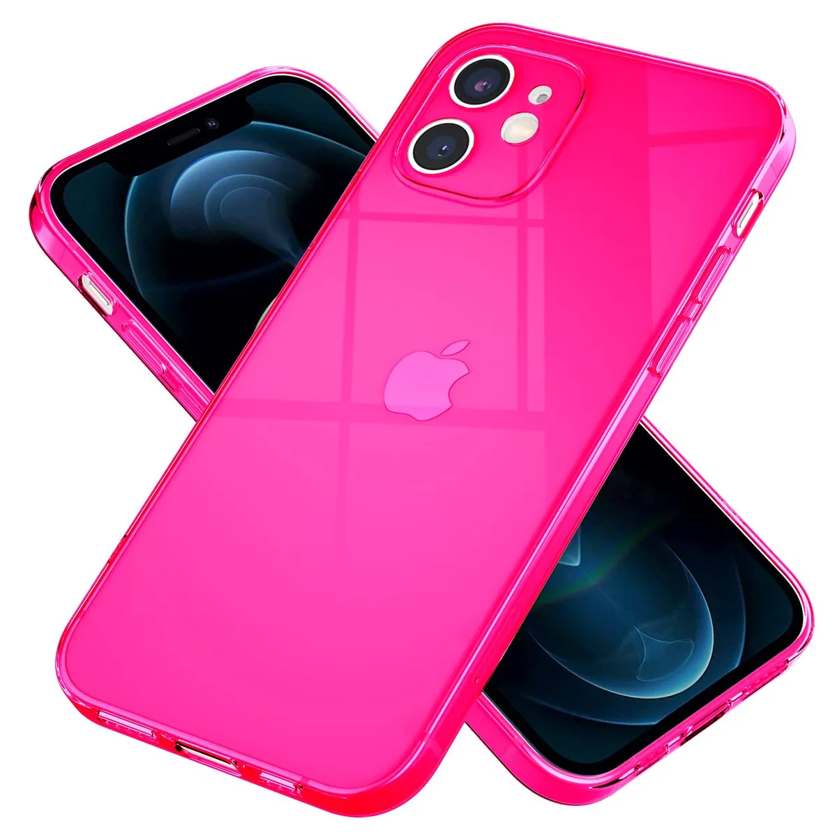 NALIA Neon Silikonhülle für iPhone 12 Mini – Knallige Signal-Farbe & Linsenschutz – VIBE (Transparentes Case) – Marke aus Berlin