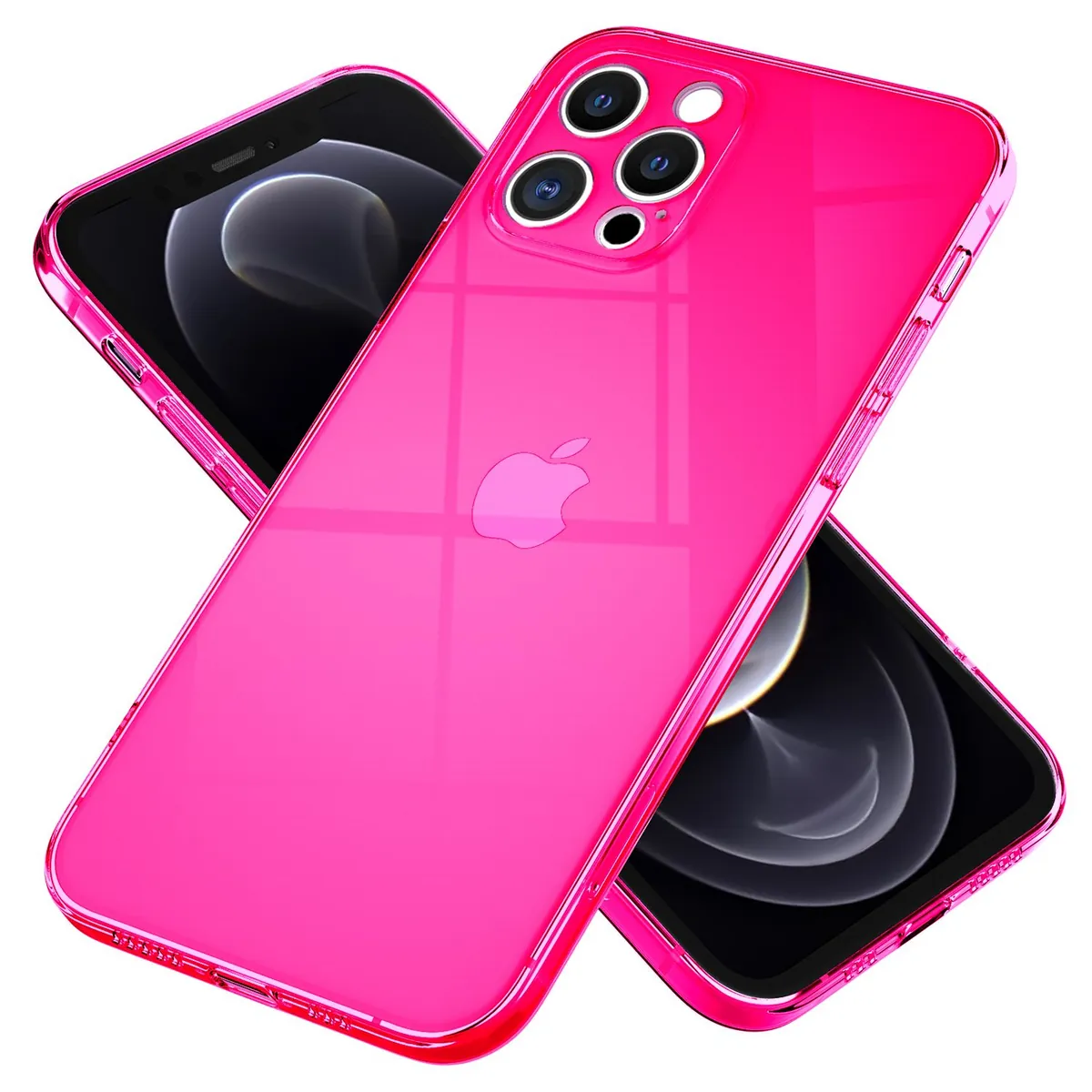 NALIA Neon Silikonhülle für iPhone 12 Pro – Knallige Signal-Farbe & Linsenschutz – VIBE (Transparentes Case) – Marke aus Berlin