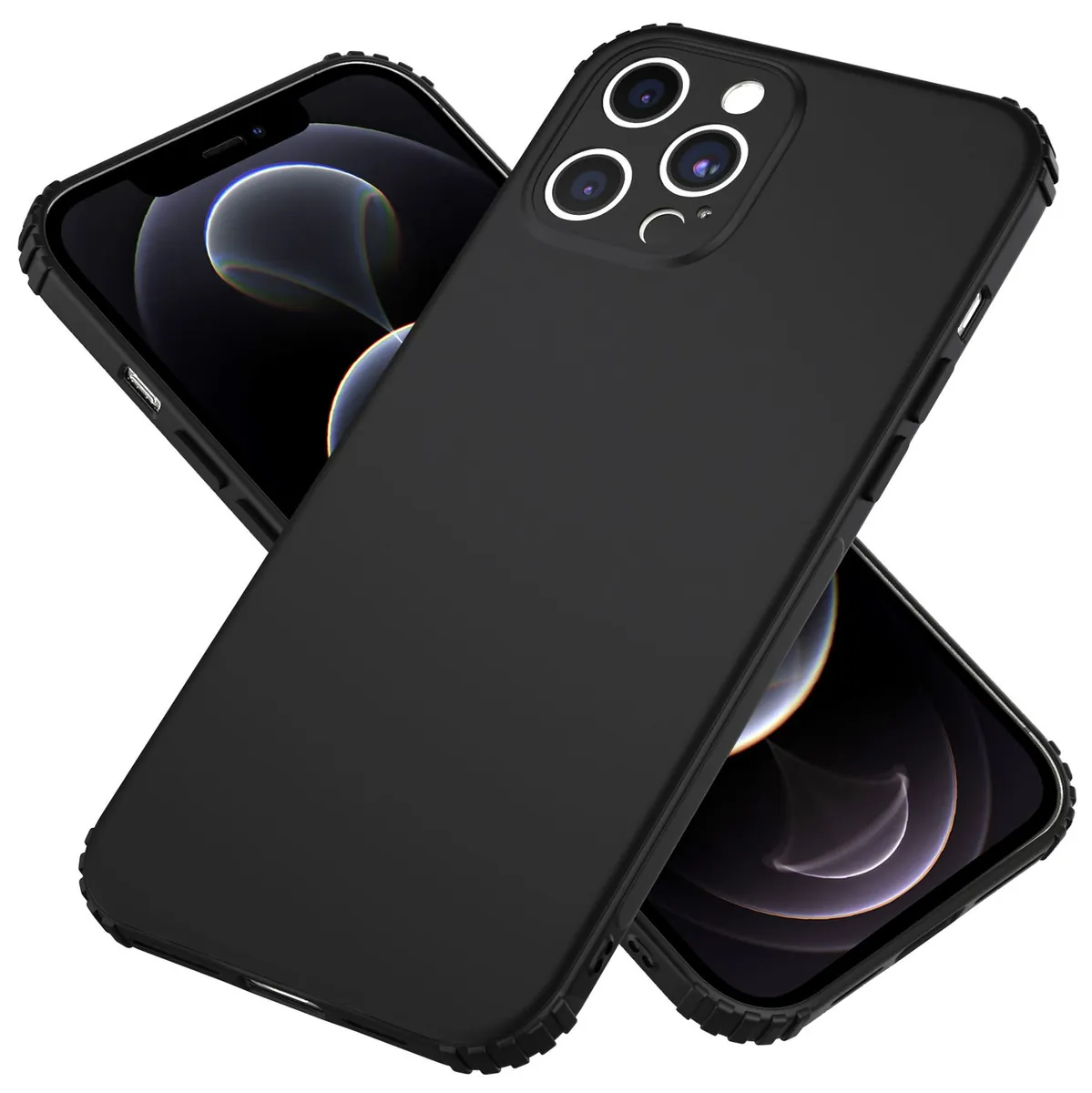 NALIA Extra Dünne Handyhülle kompatibel mit iPhone 12 Pro Max Hülle, Schutzhülle Matt Ultra-Slim Bumper Cover, Rutschfest & Stoßfest Phone Case Handy-Tasche Backcover TPU - Schwarz Silikonhülle Soft