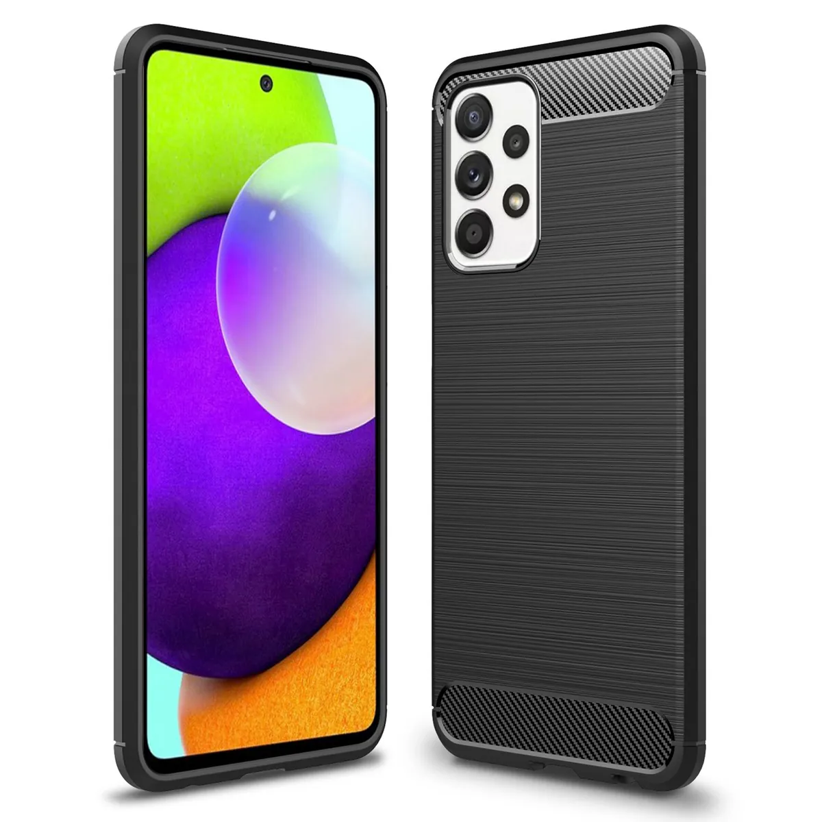 NALIA Silikonhülle für Samsung Galaxy A52 / A52 5G / A52s 5G – Rutschfest & Matt – VORTEX (Gebürstete Optik & Carbon Design) – Marke aus Berlin