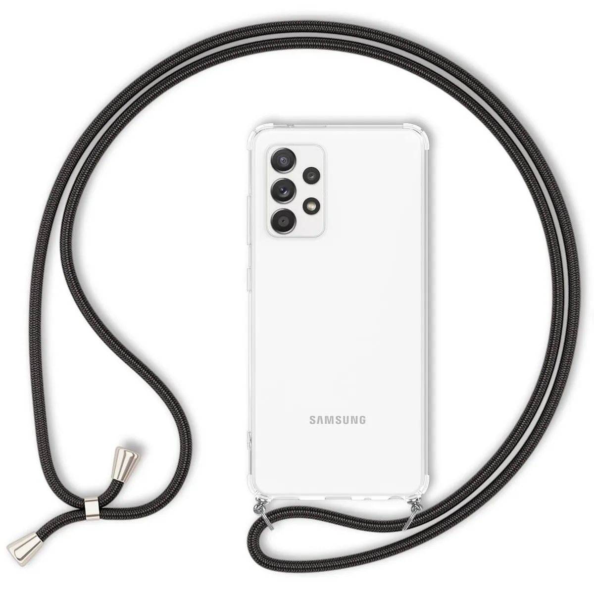 NALIA Handykette für Samsung Galaxy A52 / A52 5G / A52s 5G – Transparentes Hybrid-Case & Band – HANGIT (Anti-Gelb Rückseite & Verstellbar) – Marke aus Berlin