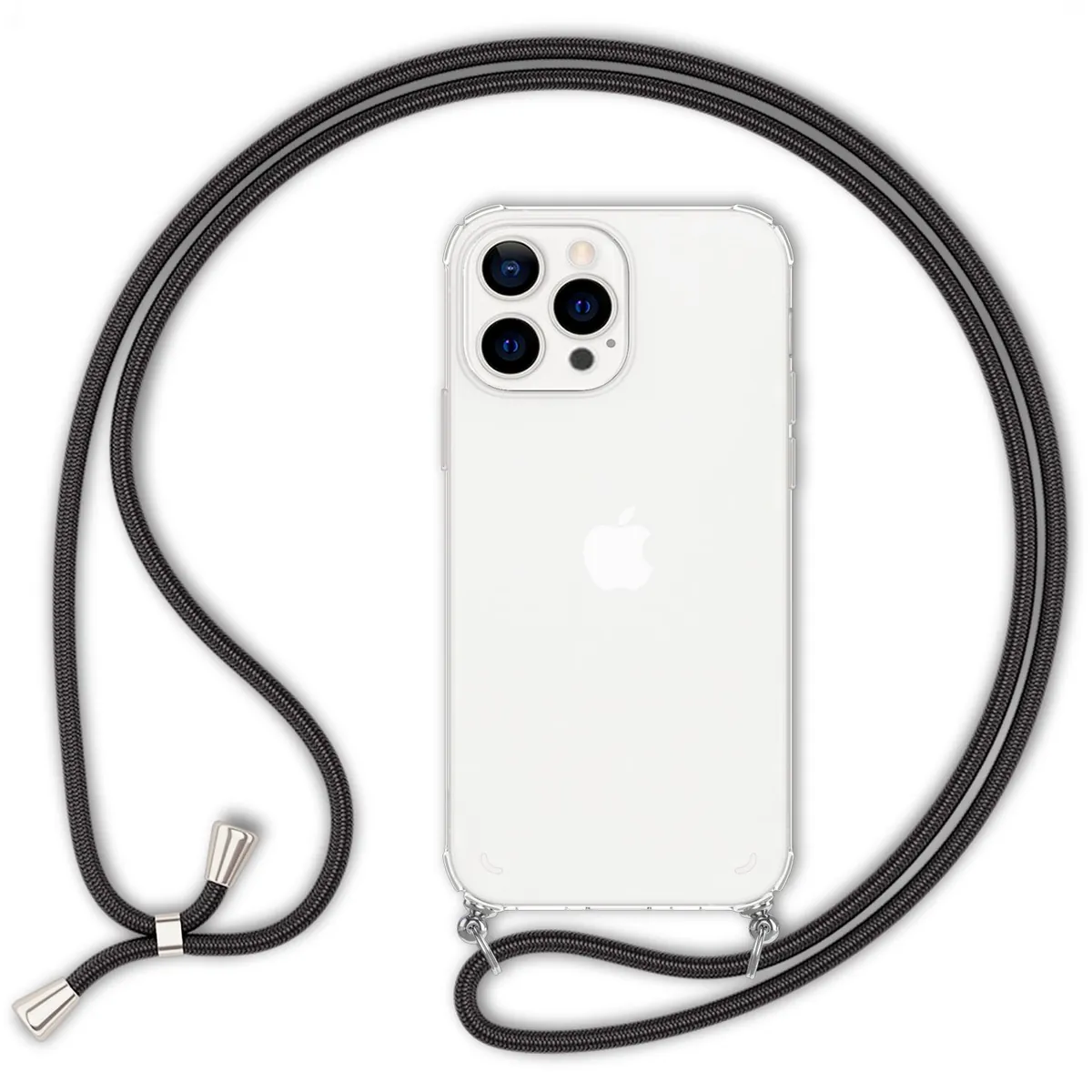 NALIA Handykette für iPhone 13 Pro Max – Transparentes Hybrid-Case & Band – HANGIT (Anti-Gelb Rückseite & Verstellbar) – Marke aus Berlin